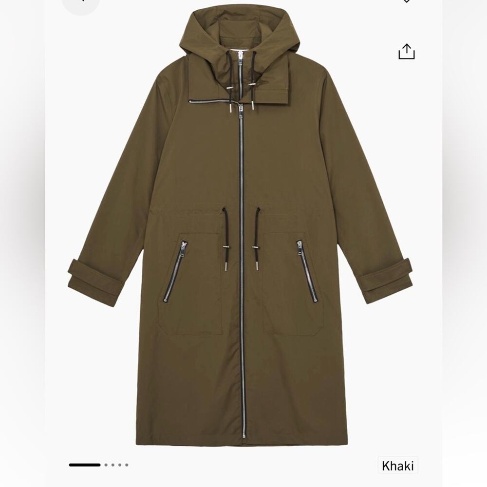 Reiss Alizeh Olive Hooded Raincoat Size 6 NWOT